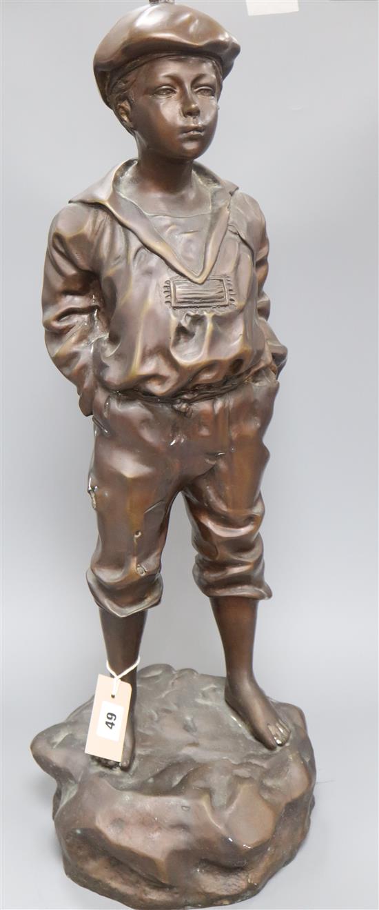 A 20th century bronze of a boy sailor height 74cm